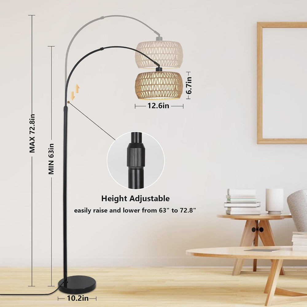 Arc Floor Lamps for Living Room with 3 Color Temperatures, Black Standing Lam...