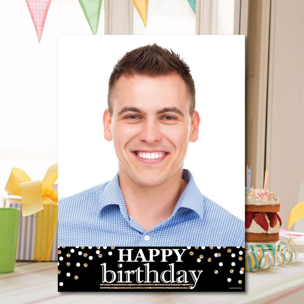 Big Dot of Happiness Custom Adult Happy Birthday - Gold - Photo Yard Sign - B...