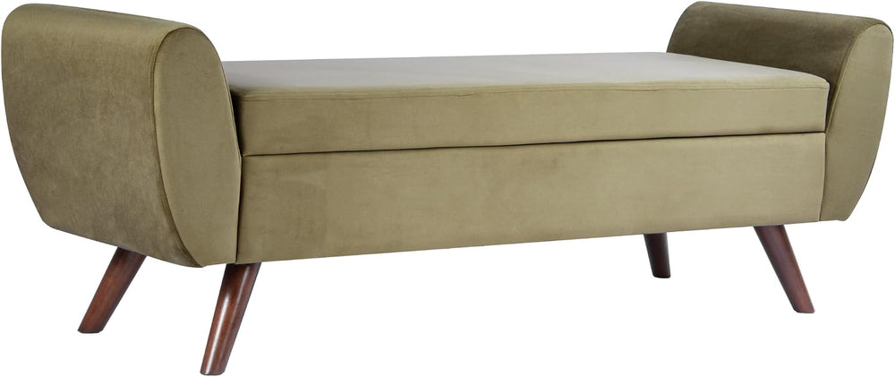 HomePop 60" Modern Storage Bench with Wood Legs - Light Sage Green Velvet