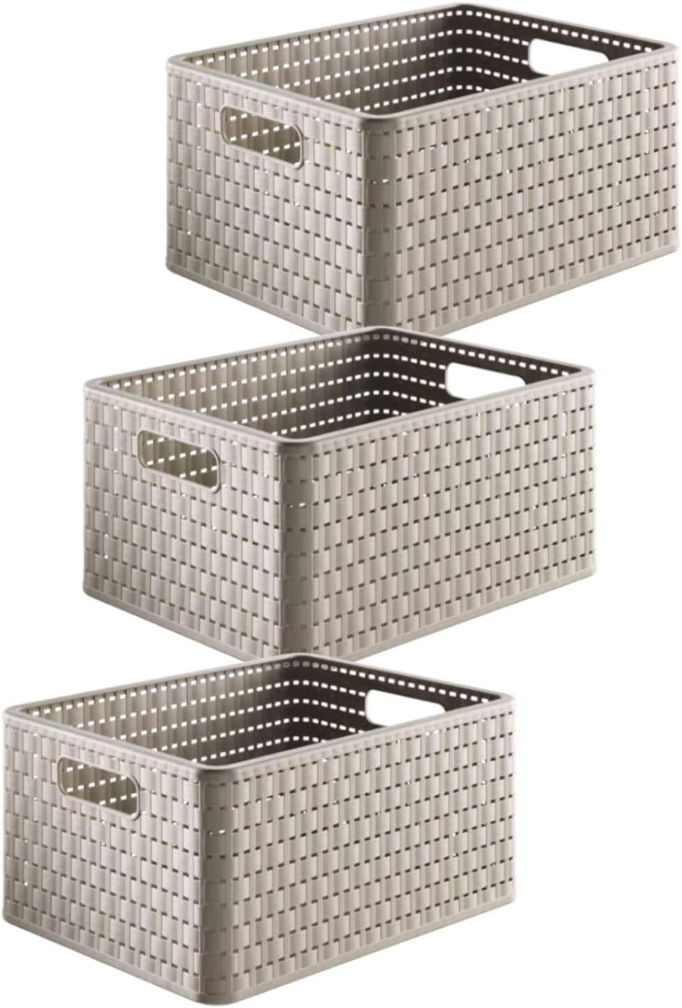 Rotho Country Set of 3 Storage Baskets 18 l, 3 x A4/18l (36,8 x 27,8 x 38,5 c...