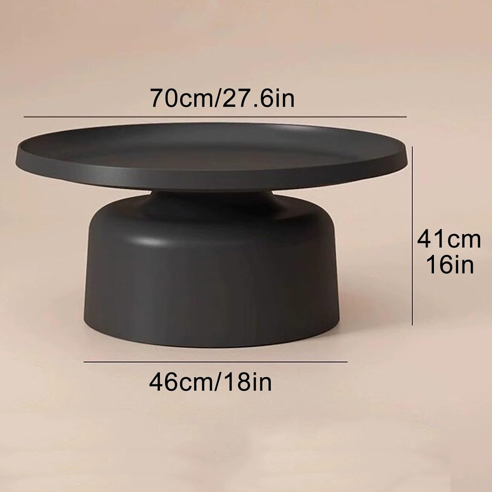 Carbon Steel Round Side Table with Raised Edge, Scratch-Resistant Small end T...