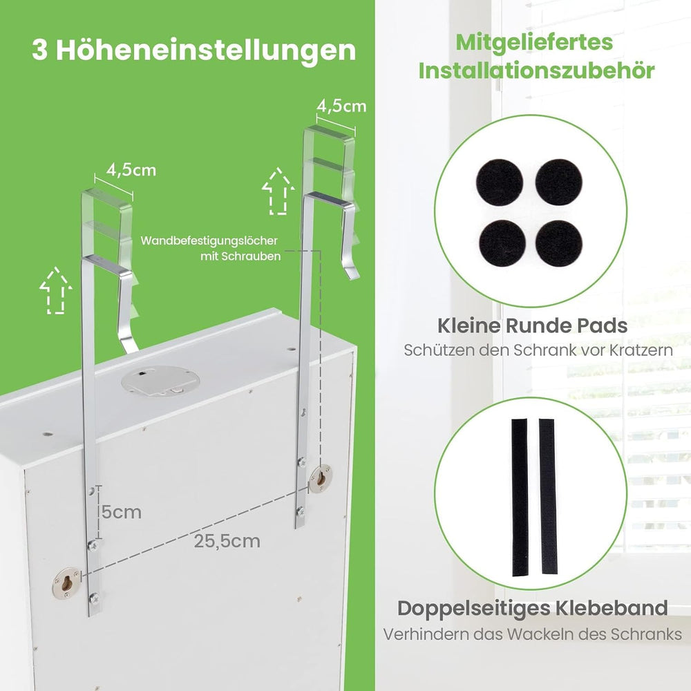 Hanging Jewellery Cabinet, Sail Cabinet with LED Lighting, Mirror and 6 Drawe...