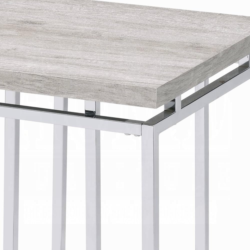 End Table Natural Oak Living1pc Chrome Frame Side Table