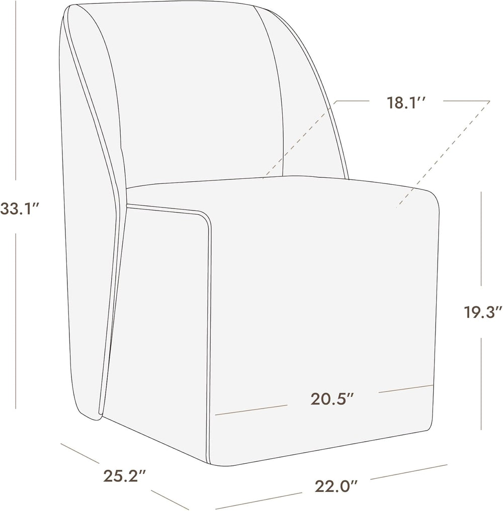 Watson & Whitely Upholstered Dining Chairs with Casters Set of 2, Armless...