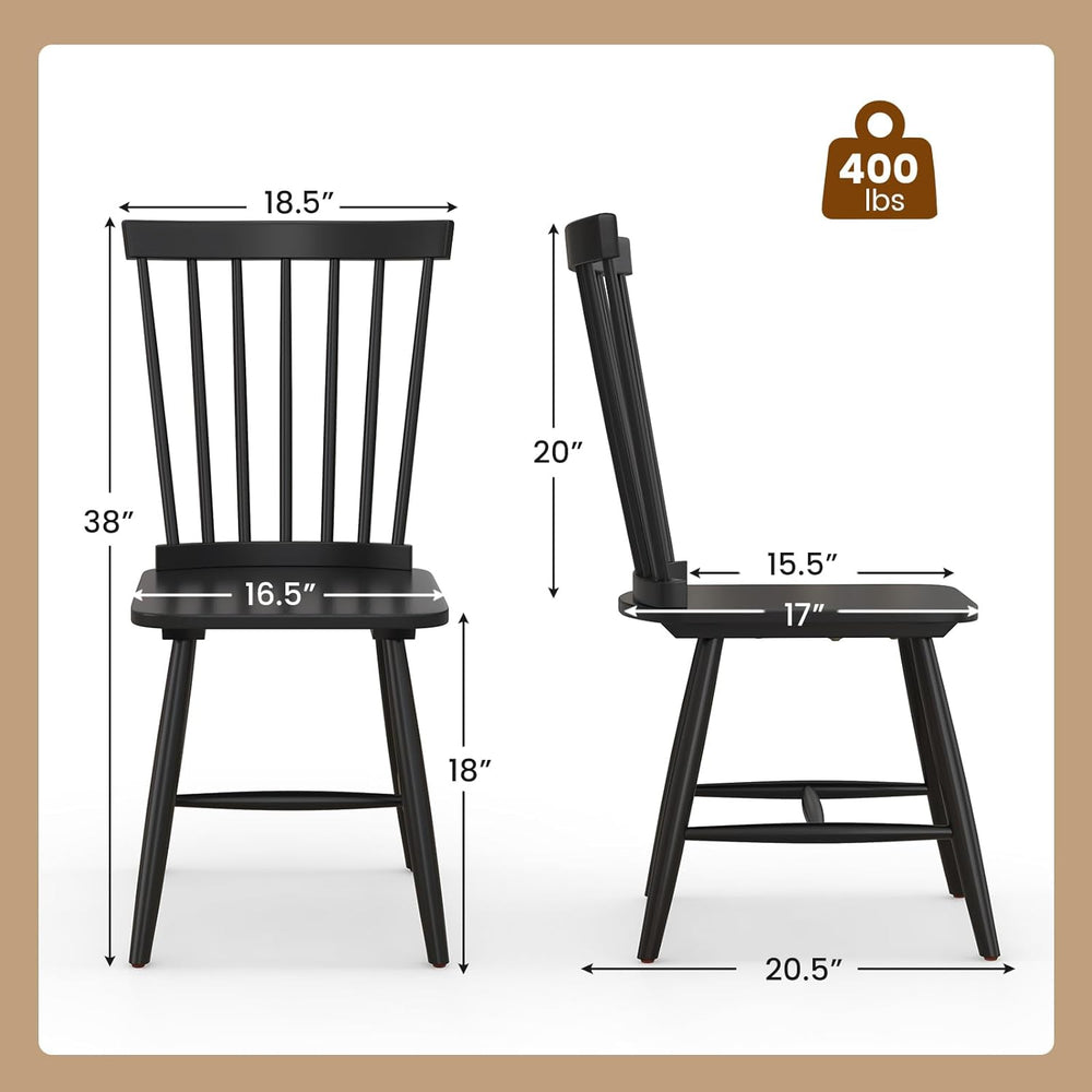 KOTEK Windsor Dining Chairs Set of 4, Wooden Kitchen Chairs with Spindle Back...