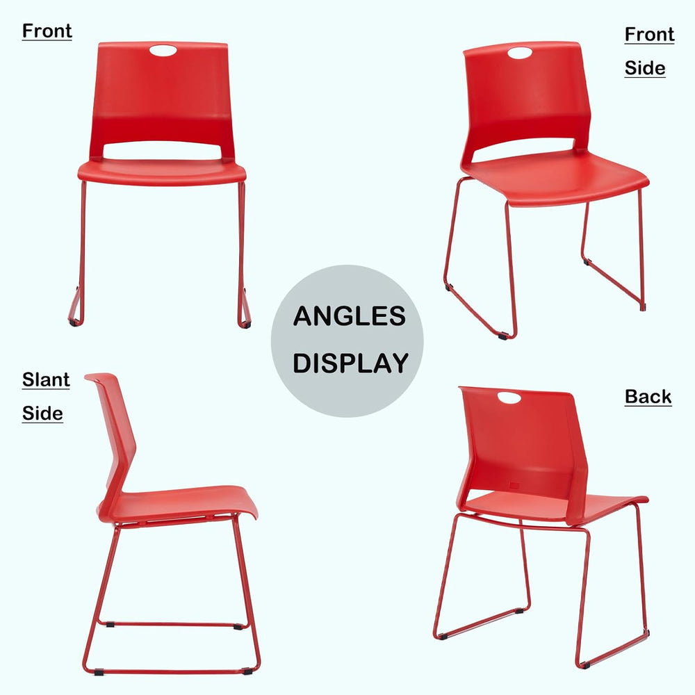 Red Stacking Conference Guest Chairs Set of 4, stackable Waiting Breakroom