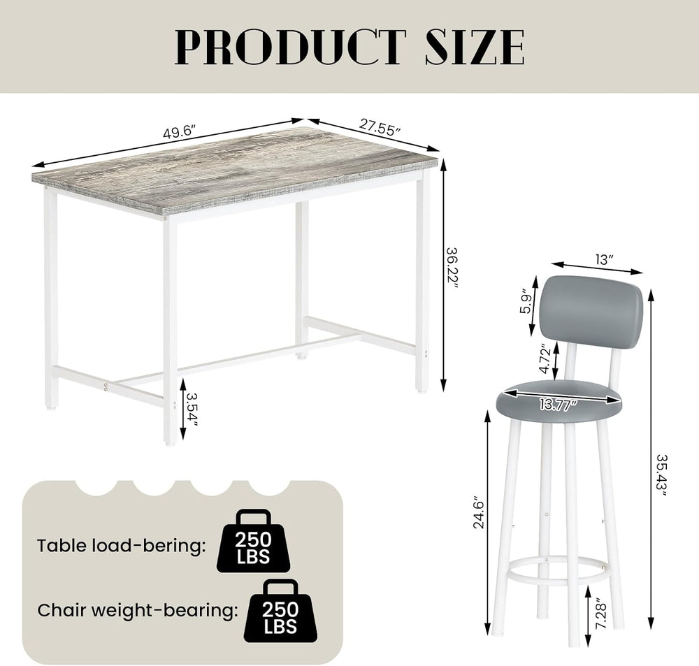 Recaceik 50" Dining Table Set for 6, 7-Piece Counter Height Bar Table Se...