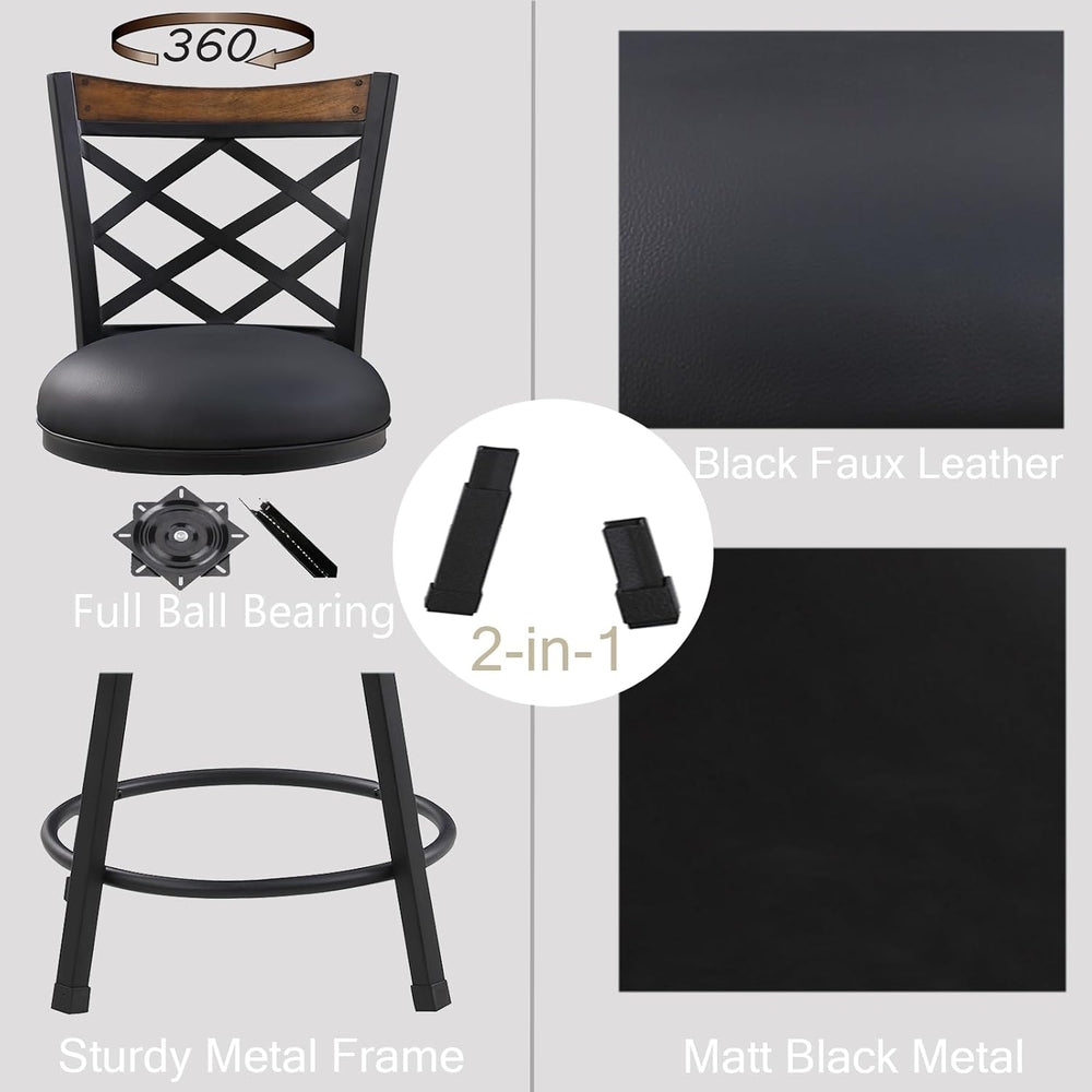 Farmhouse Bar Stools with Backs Set of 4, 2-in-1 Adjustable 25"/30"...