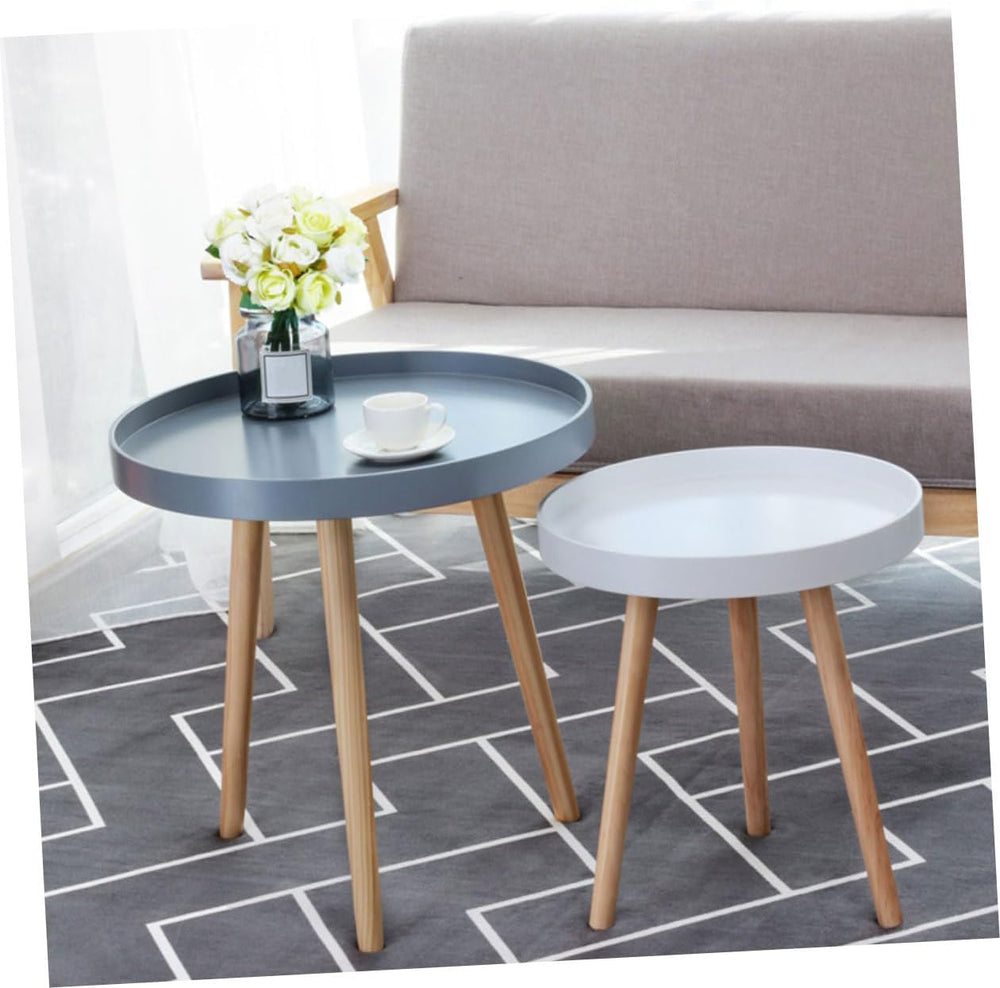 Modern Small Round Tea Table White Mini Sofa Side Table Bedside Decorative fo...