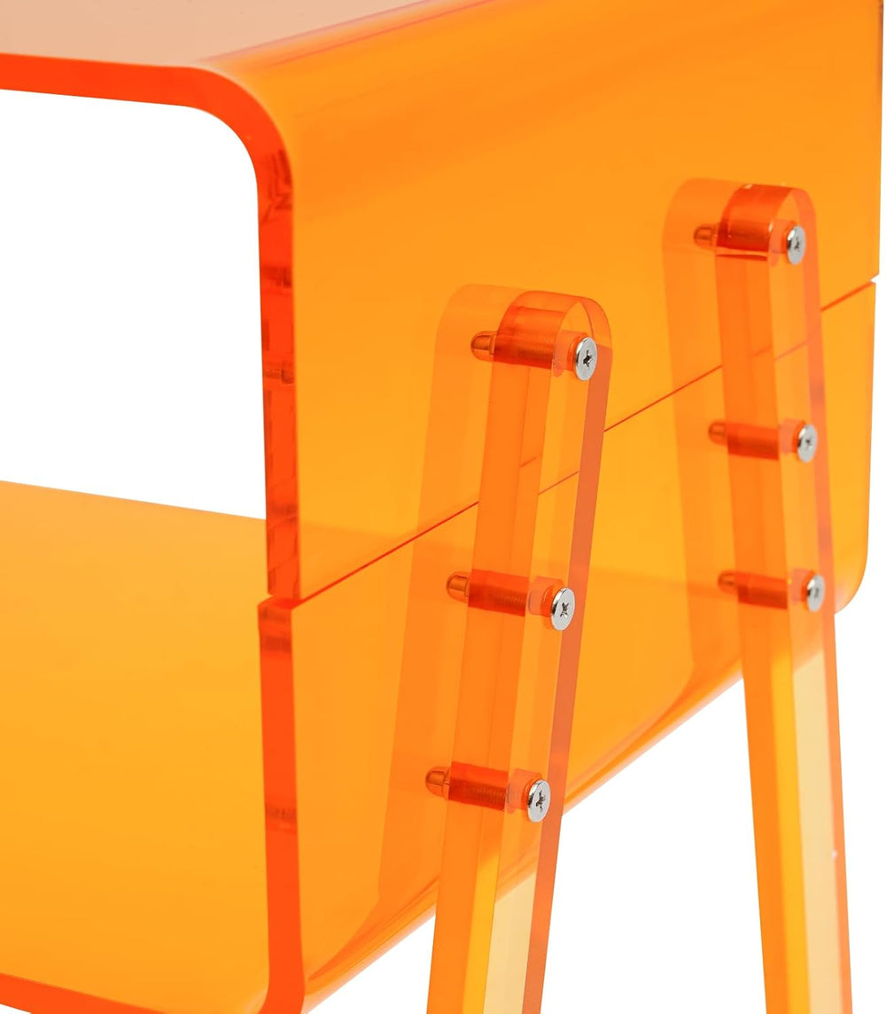 Acrylic Side Table, 2-Tier End Table with Open Storage, Modern Nightstand for...