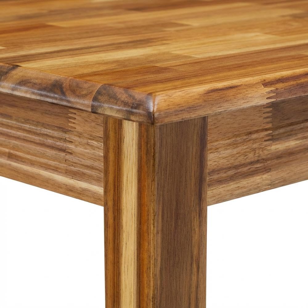 Furnifact Dining Room Table, Natural Finish Rectangular Wood Dinner Table, Si...