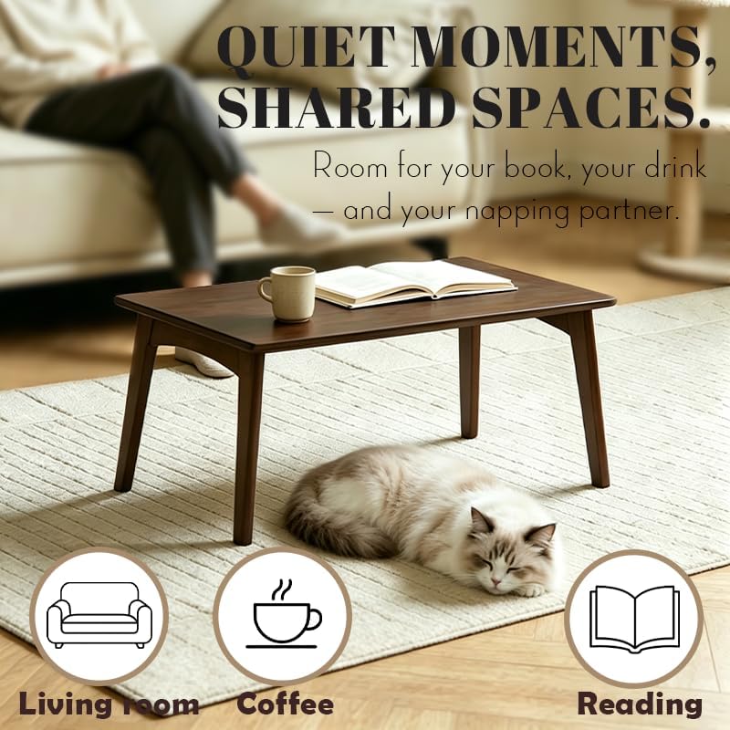 Bamboo Folding Coffee Table, Japanese Low Desk, No Assembly Portable Furnitur...