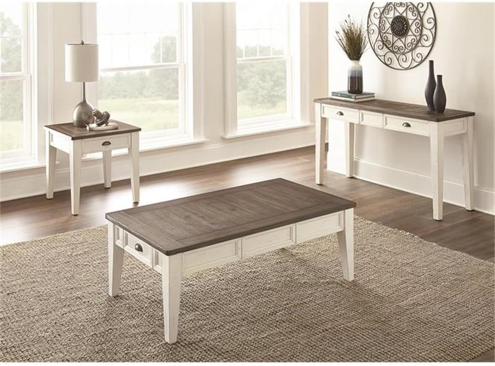 Steve Silver Cayla Storage Coffee Table in Dark Oak and White