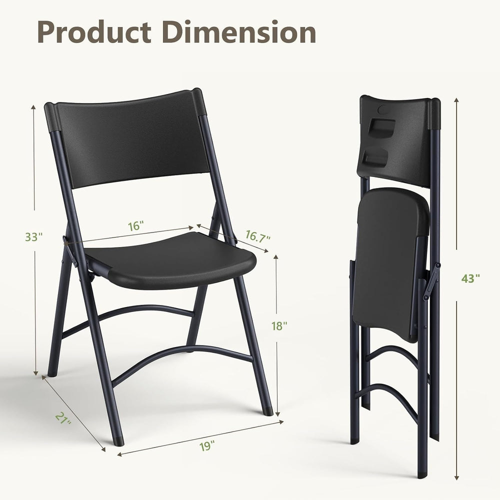 Folding Table and Chairs Set for 4, 4FT Adjustable Height Plastic Folding Tab...