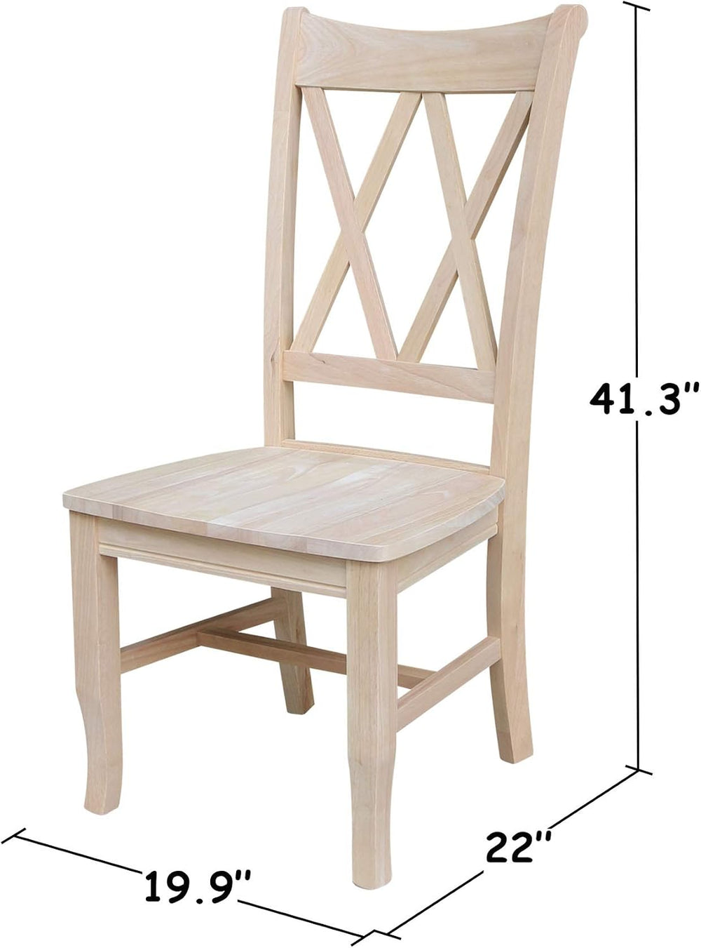 IC International Concepts, Set of 2 Double X-Back Dining Chairs, Armless, Rea...
