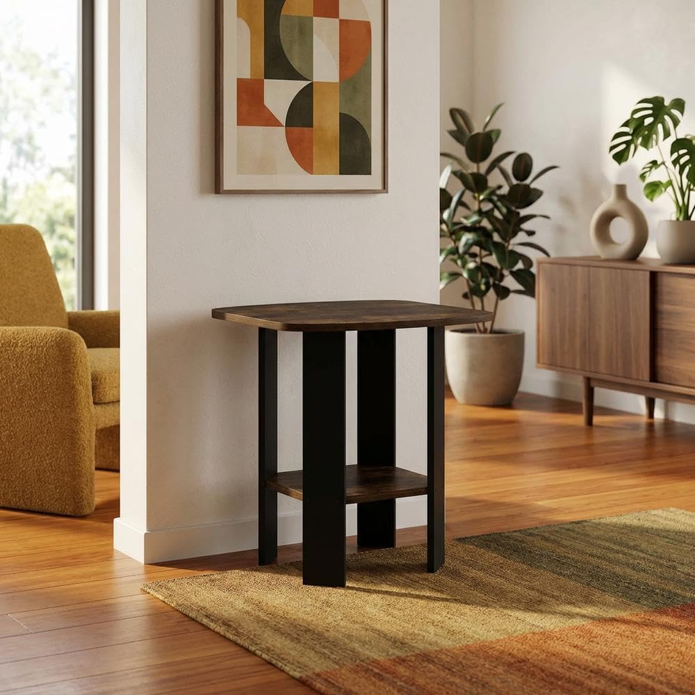 Furnifact Amber Pine Side Table with Elegant Finish, Modern Design, Durable C...