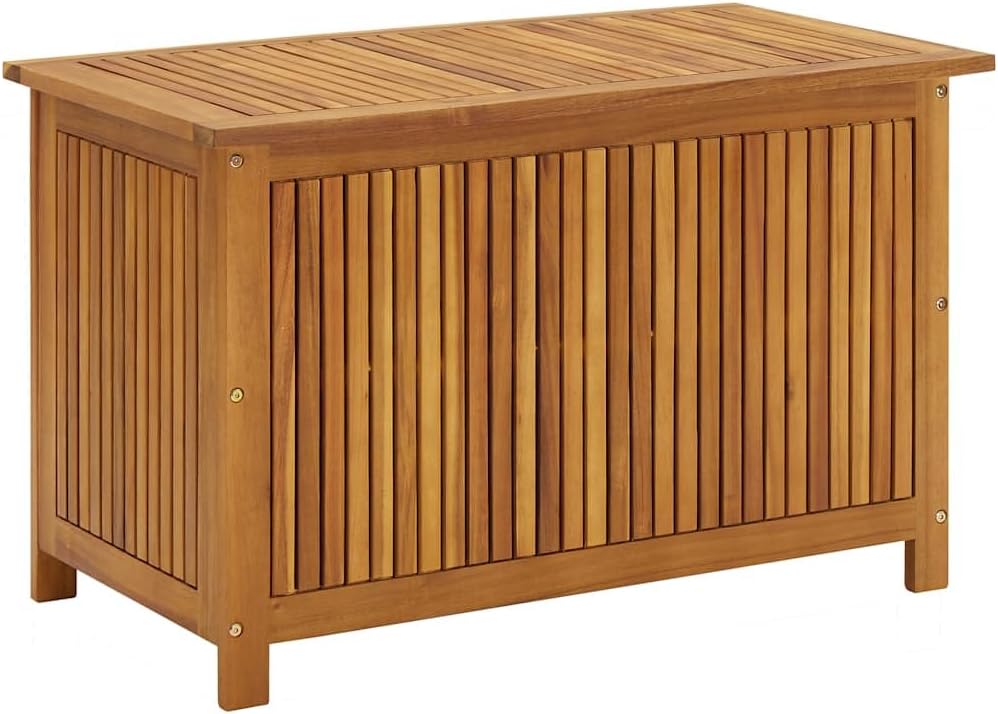 Wooden Patio Storage Box, Garden Tools Box Container, 35.4"x19.7"x2...