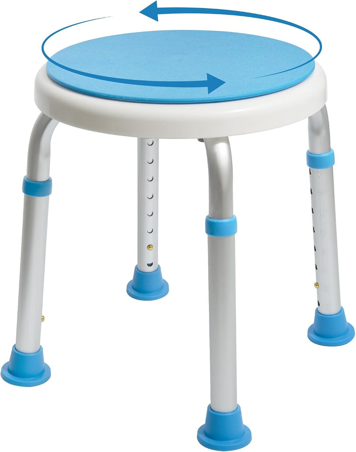 Vaunn Medical Tool-Free Assembly Adjustable Swivel Shower Stool Seat Bench SPA Stool with Anti-Slip Rubber Tips for Safety and Stability