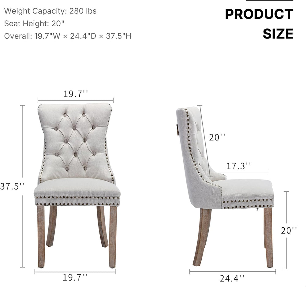 OVENTA Modern Tufted Upholstered Dining Chairs Set of 6, Beige Linen Dining R...