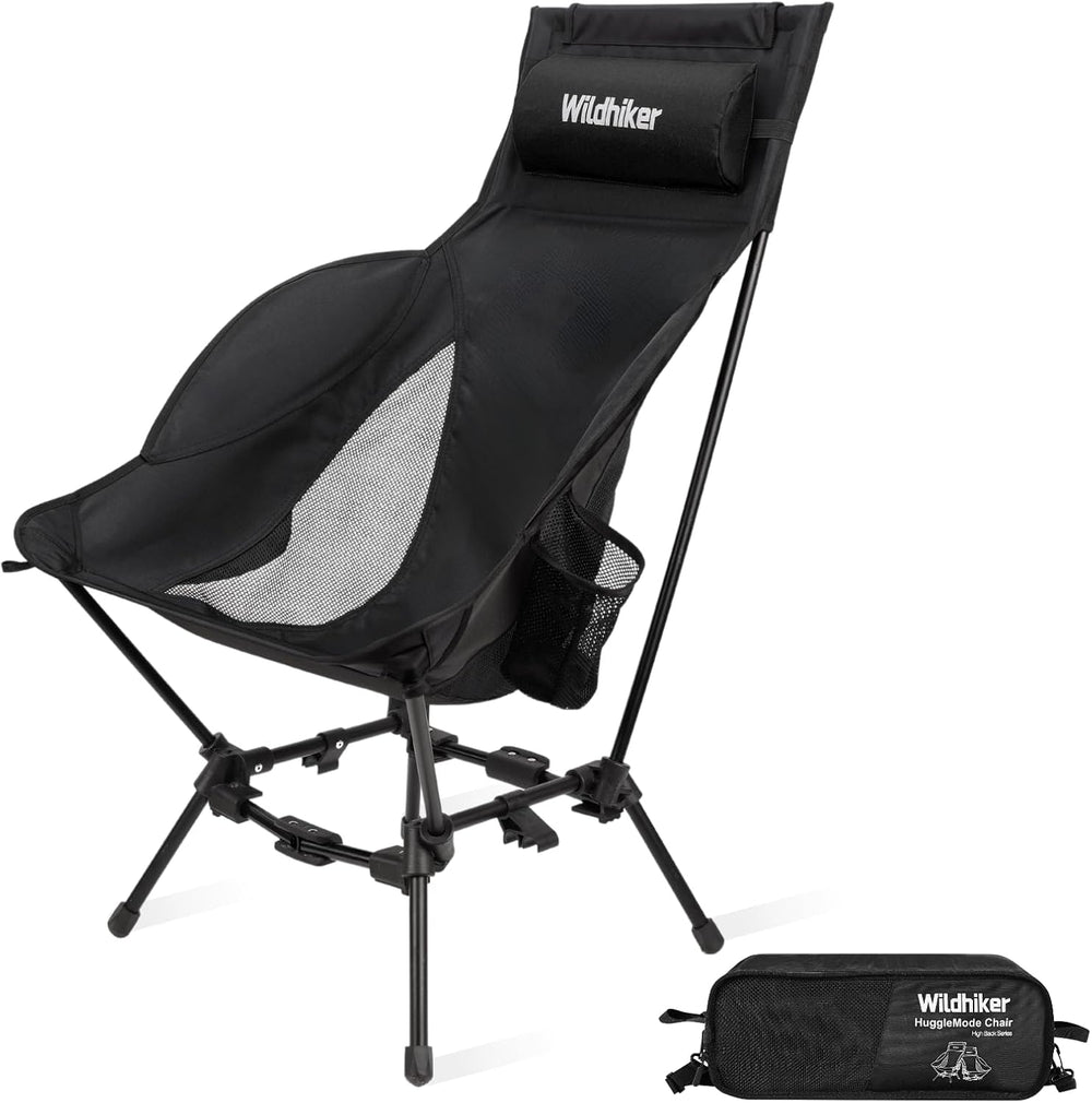 Wildhiker Compact High Back Camping Chair - Foldable with Dual Sitting Modes,...