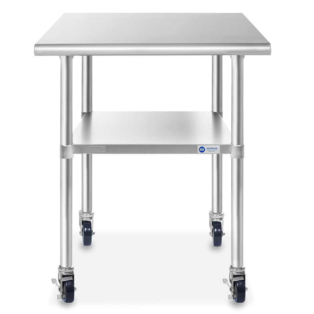 GRIDMANN NSF Stainless Steel Work & Prep Table 36 x 24 Inches with Caster...