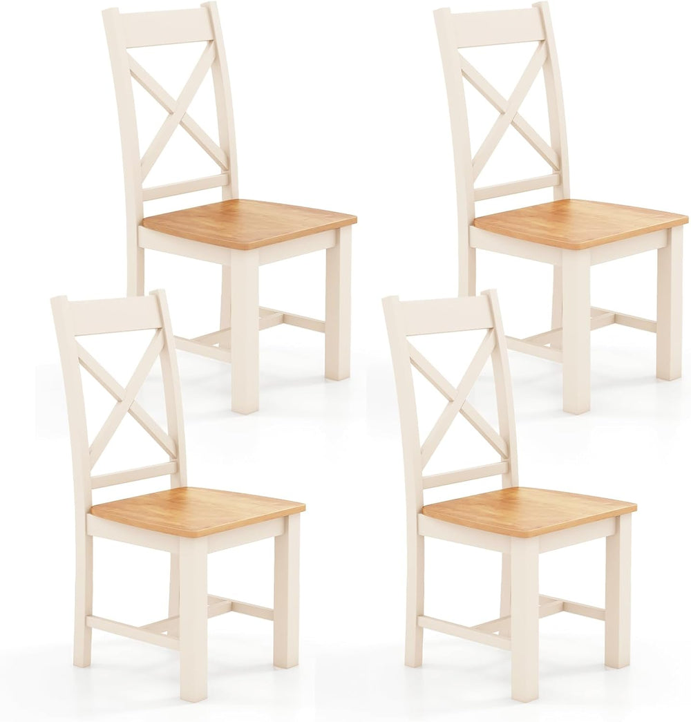 GIANTEX Farmhouse Dining Chairs Set of 4, Kitchen Chairs w/High Cross Back