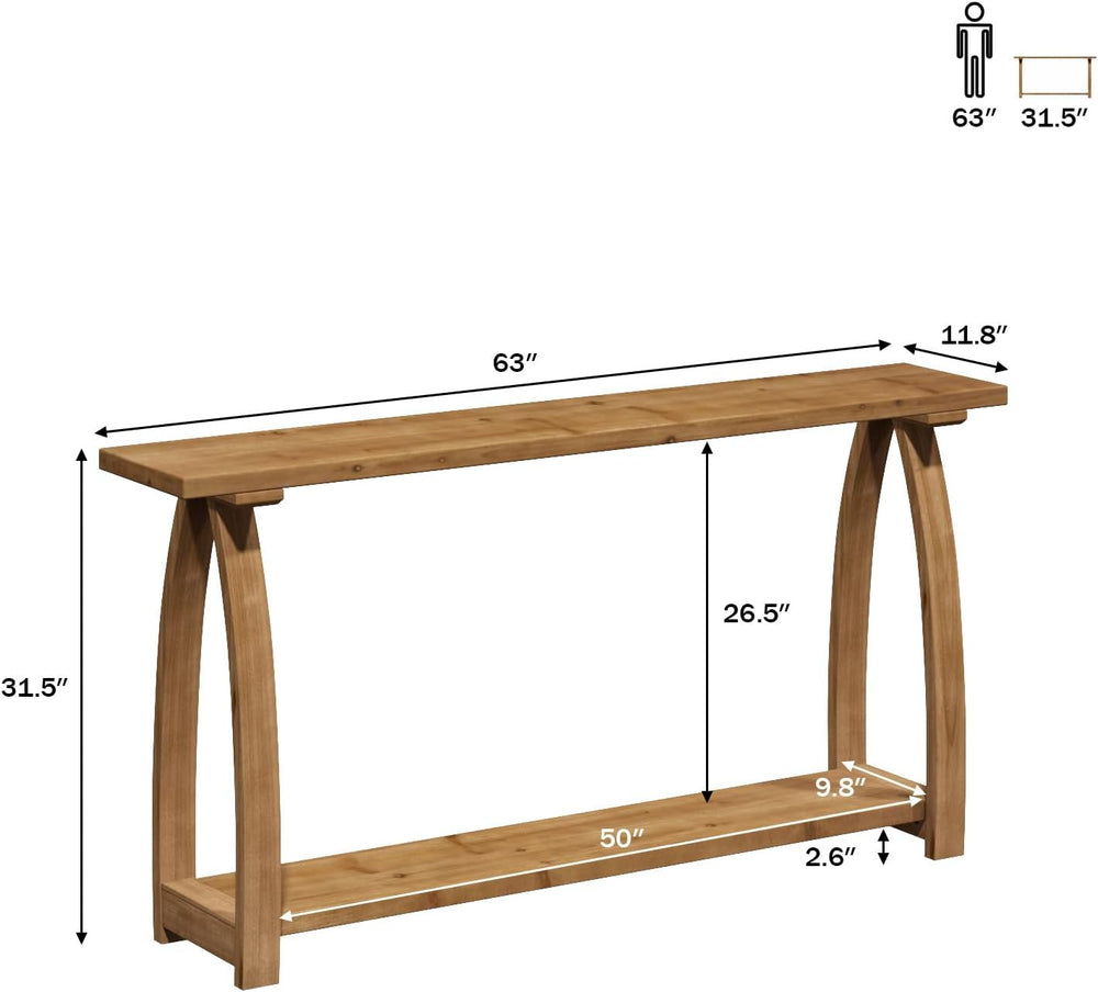 HOKYHOKY Solid Wood Console Table, 63" Long Farmhouse Entryway Tables Na...