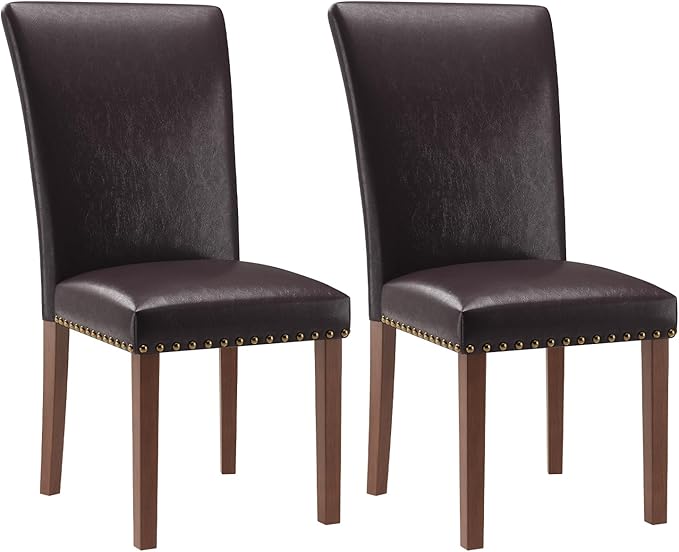 Stylish Dining Chairs Set of 2, Upholstered Parsons Dining Room Chair with Na...