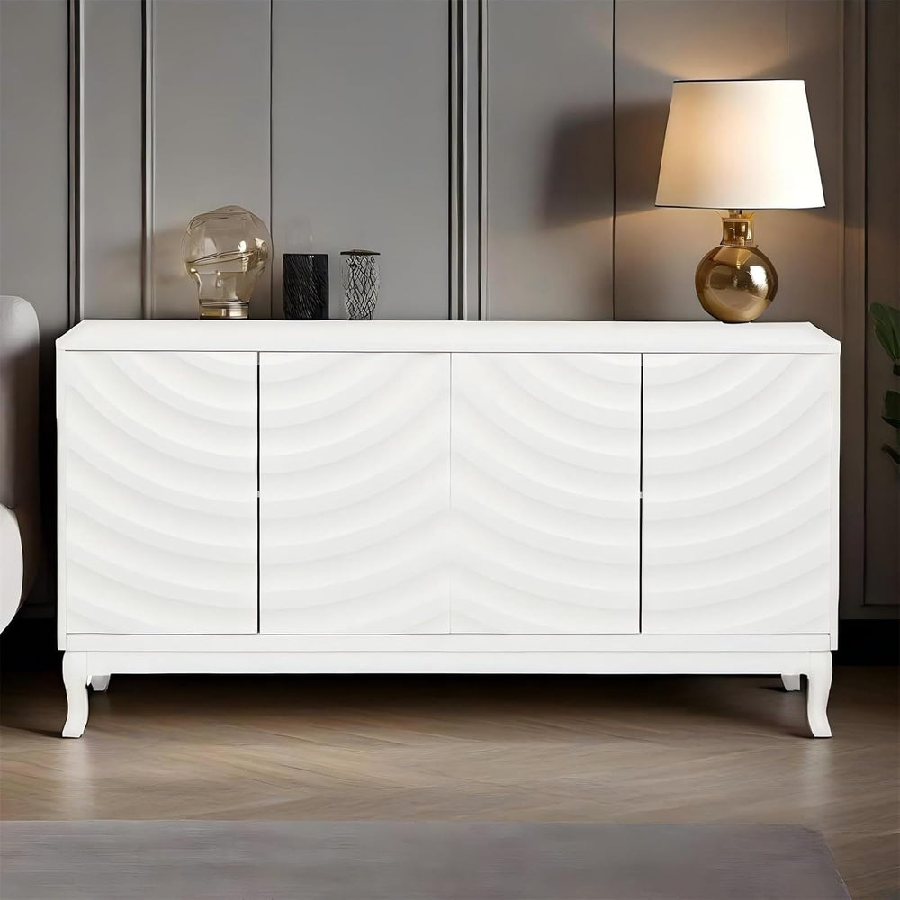 LKTART 59.84" Sideboard Buffet Storage Cabinet for Dining Room, Wavy Pat...