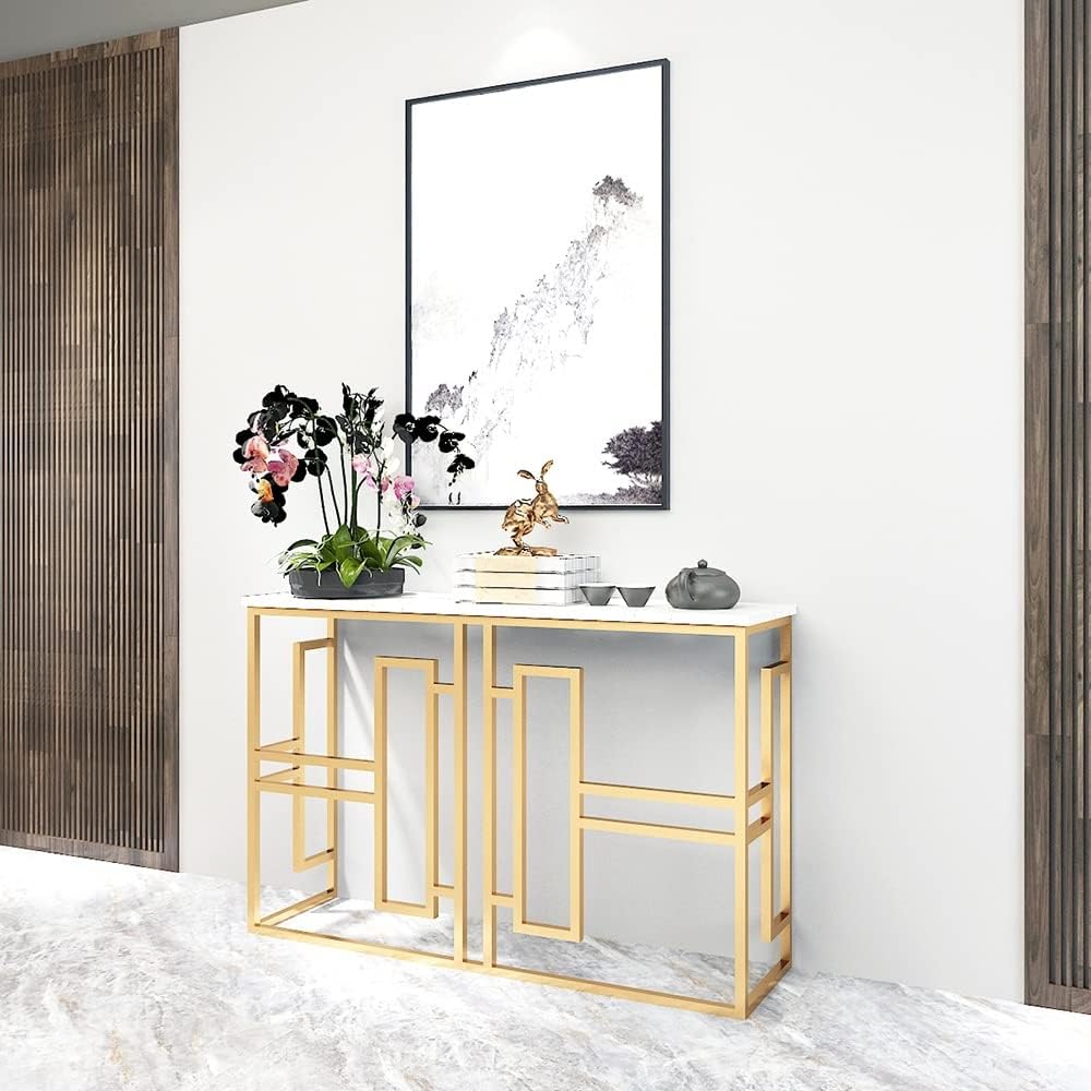 Coffee Table Golden Console Table, Marble Console Table, Telephone Table, Nar...