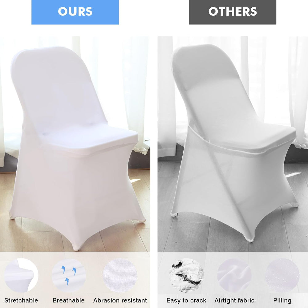 Fixwal 36 Pcs White Folding Chair Covers Spandex Stretch Slipcover