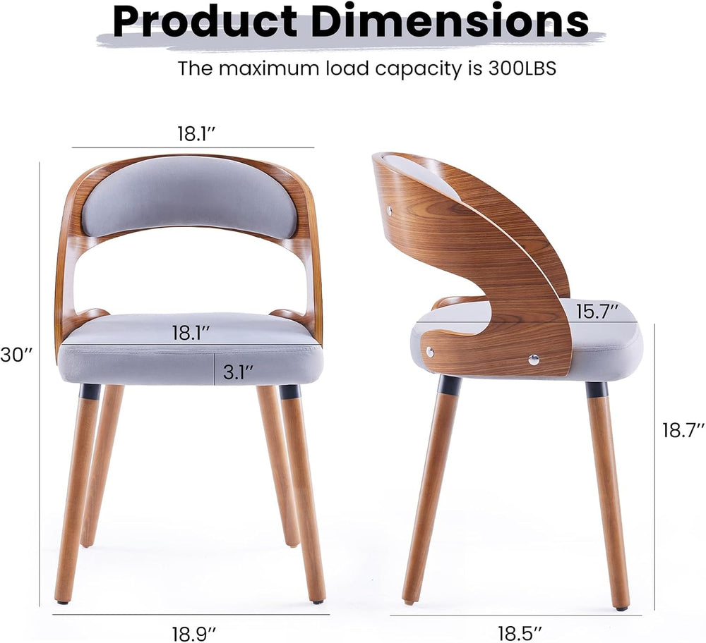 Farini Wood Dining Chairs, Set of 4 Modern Upholstered Dining Chairs with Cur...