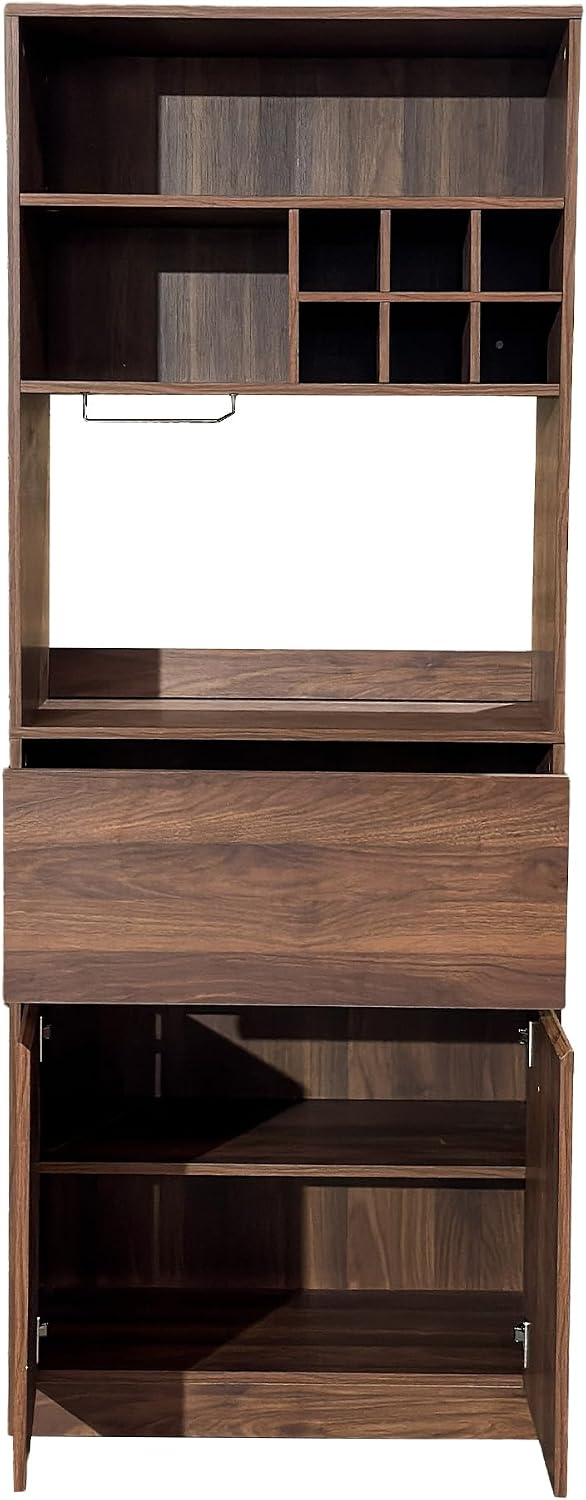KEIKI 70.87" H Tall Kitchen Pantry Wine Bar Storage Cabinet with Counter...