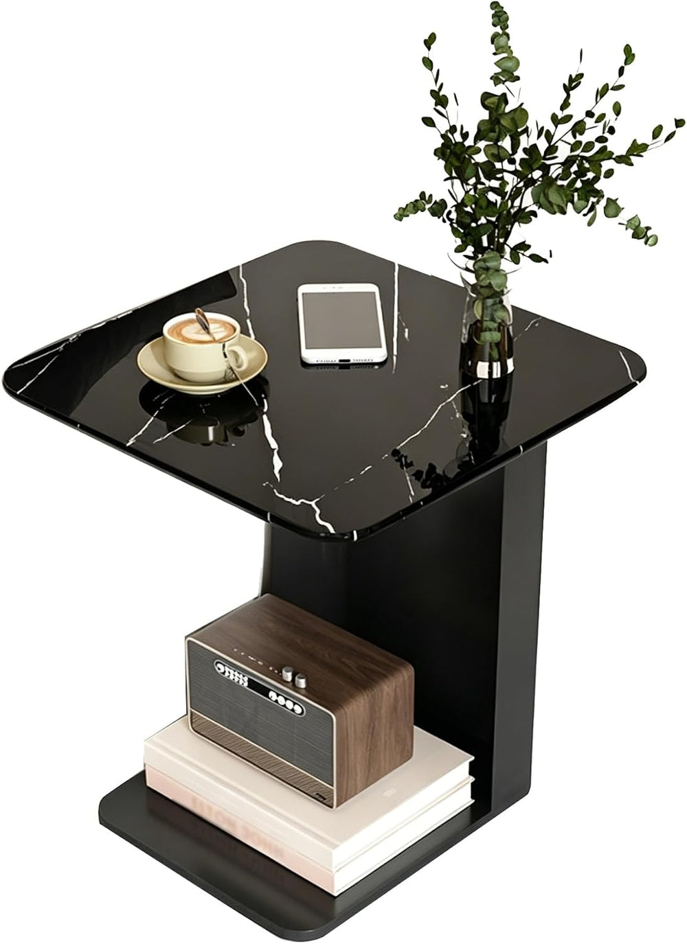 Bedside/Sofa Side Table – Two-Tier Micro-Crystalline Stone Table (Suitable as...