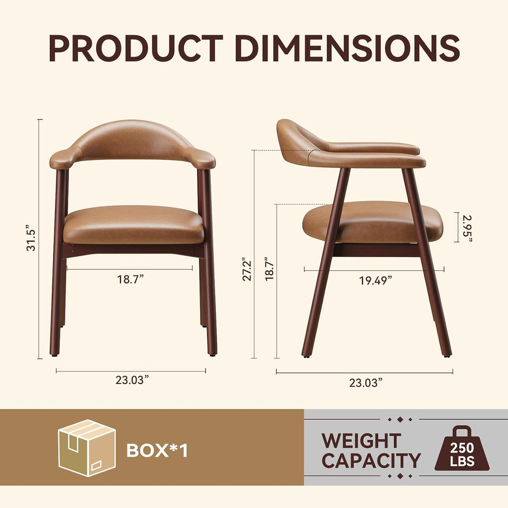 MALOL Leather Dining Chair with Armrest Set of 2, Upholstered Dining Room Cha...