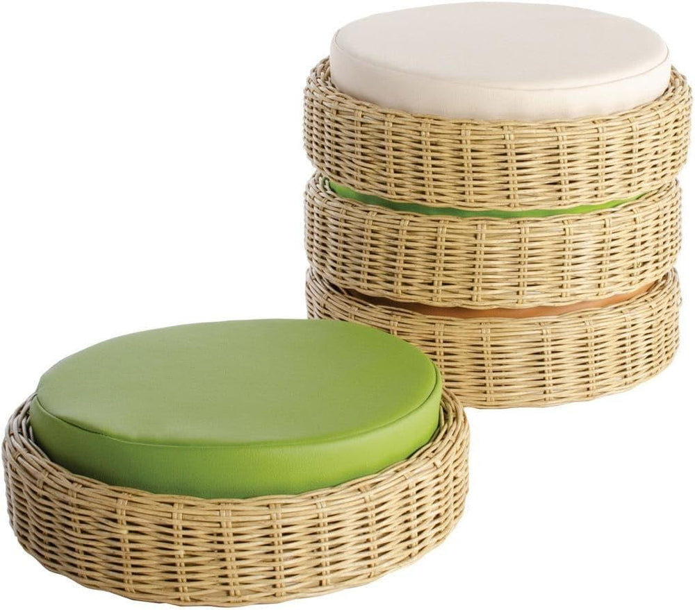 Kaplan Early Learning Washable Wicker Poufs - Set of 4