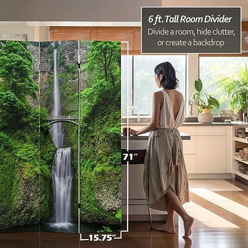 Red Lantern 6 ft. Tall Double Sided Mountaintop Waterfall Canvas Room Divider...