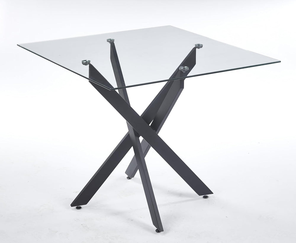Square Dining Table for 4, 36" Modern Glass Kitchen Dining Room Table wi...