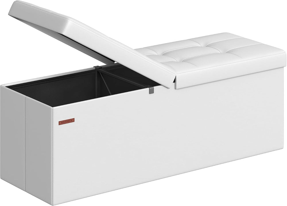 SONGMICS 43.3 Inches Folding Storage Ottoman Bench with Flipping Lid | Storag...