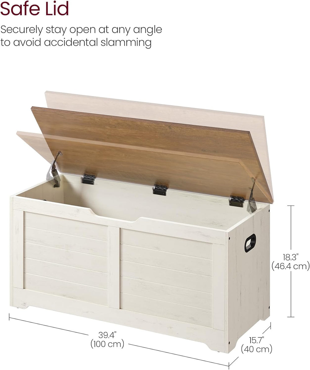 VASAGLE Storage Chest, 39.4 Inches Width Bench with 2 Safety Hinges | Farmhou...