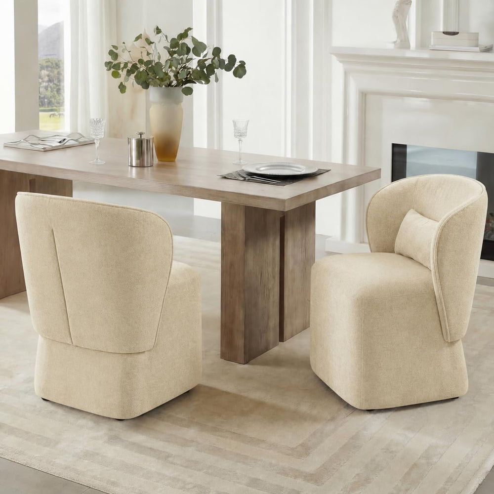 KISLOT Upholstered Dining Chairs with Wheels, Easy Assembly Stain Resistant F...