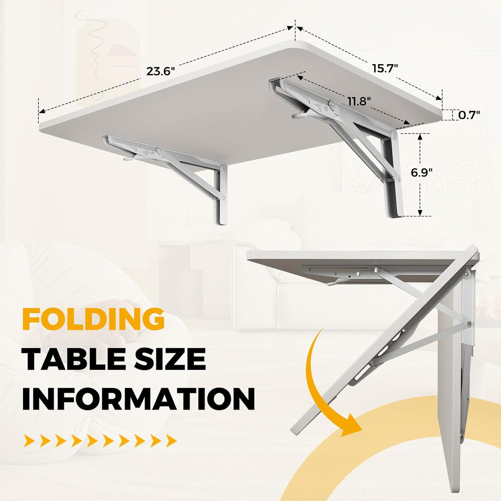 White Wall Mounted Folding Table 23.6"x15.7" Fold Down Wooden Wall ...