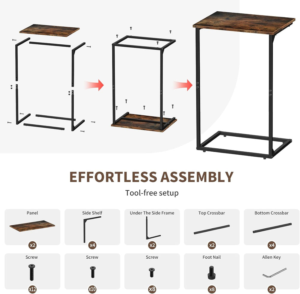 C Shaped End Tables Set of 2, Couch Tables that Slide Under Sofa, High Table ...