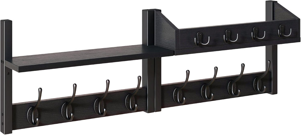 YMYNY 31.5" Coat and Key Rack Wall Mount with Shelf, Black, HWS007B-2