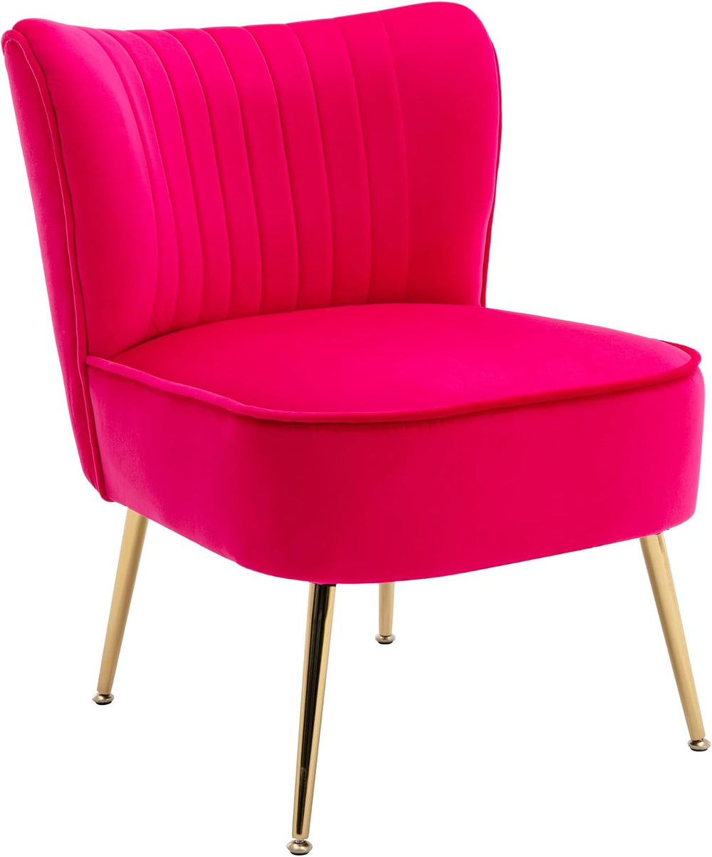 Velvet Accent Chair Set of 2 Comfy Living Room Chair Armless Slipper Chair Mi...