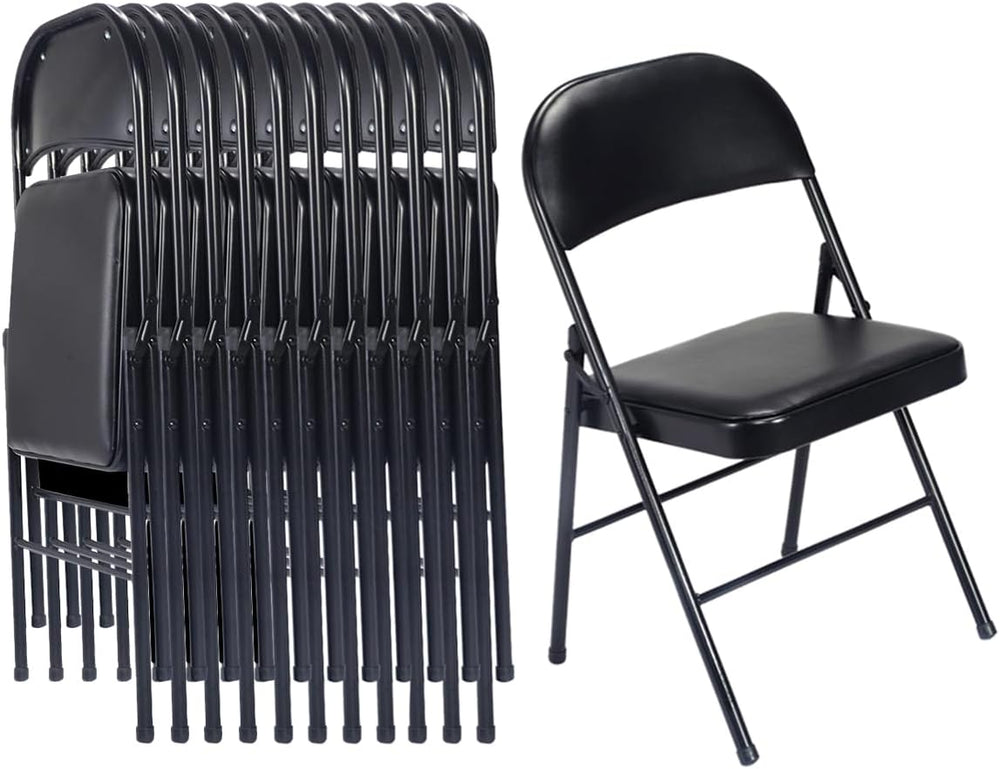 Karl home 12 Pack Black Folding Chairs with Padded Seats, 330lbs Capacity
