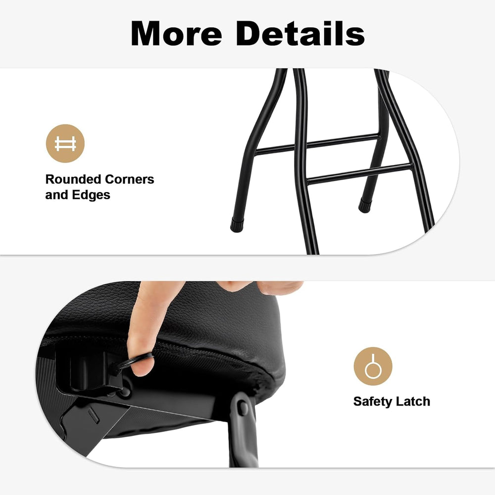2PCS Folding Bar Stool with Backrest, Tall Folding Chair Counter Height Folda...