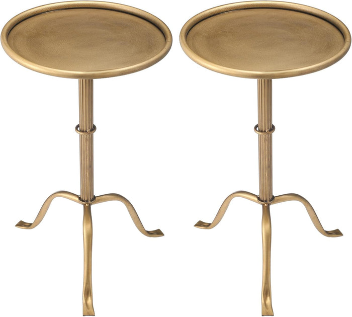RattanView 2 Pcs Metal Martini Table Bronze Small Side Round Drink Table