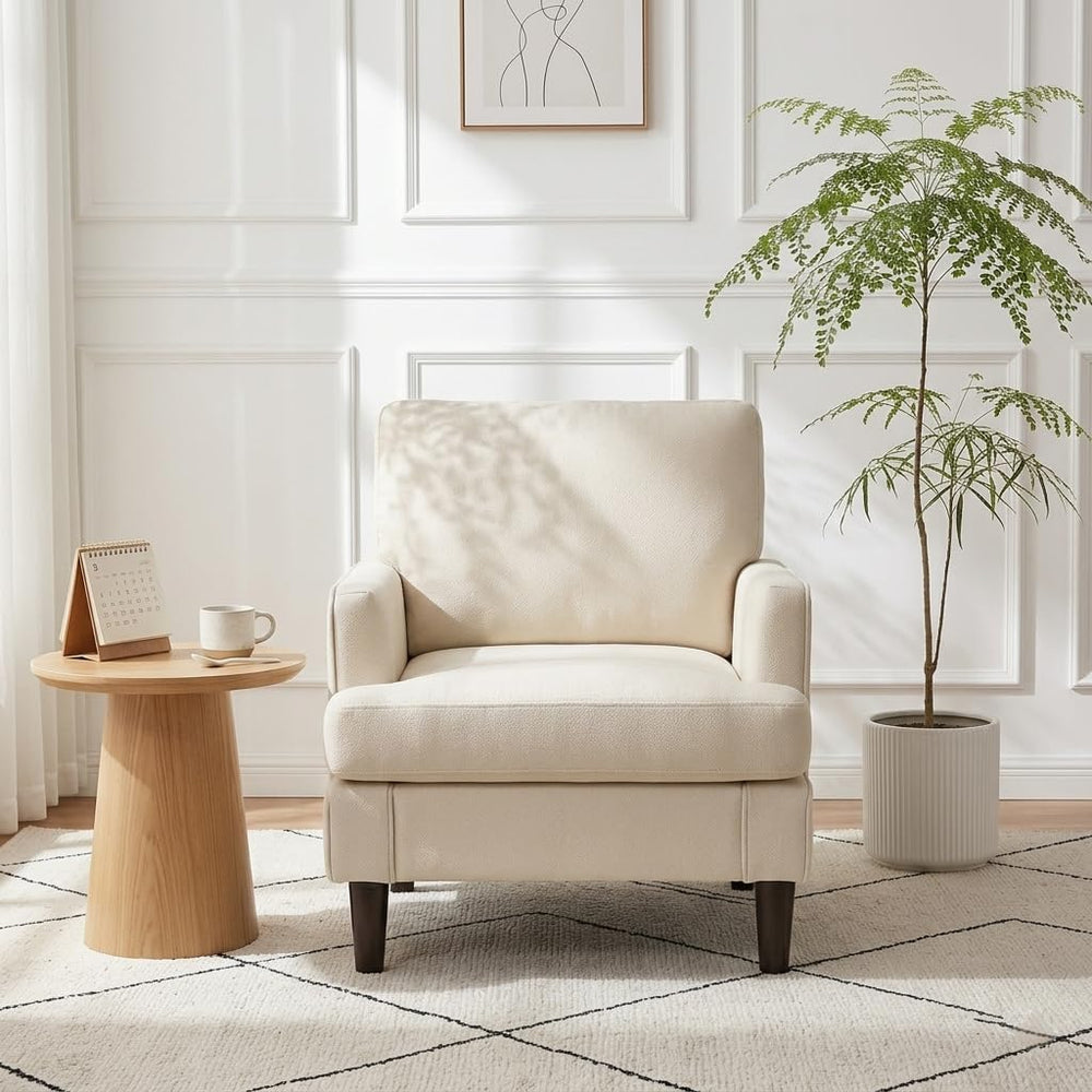 Kromax Accent Chair for Living Room, No Screws Assembly Required, Beige