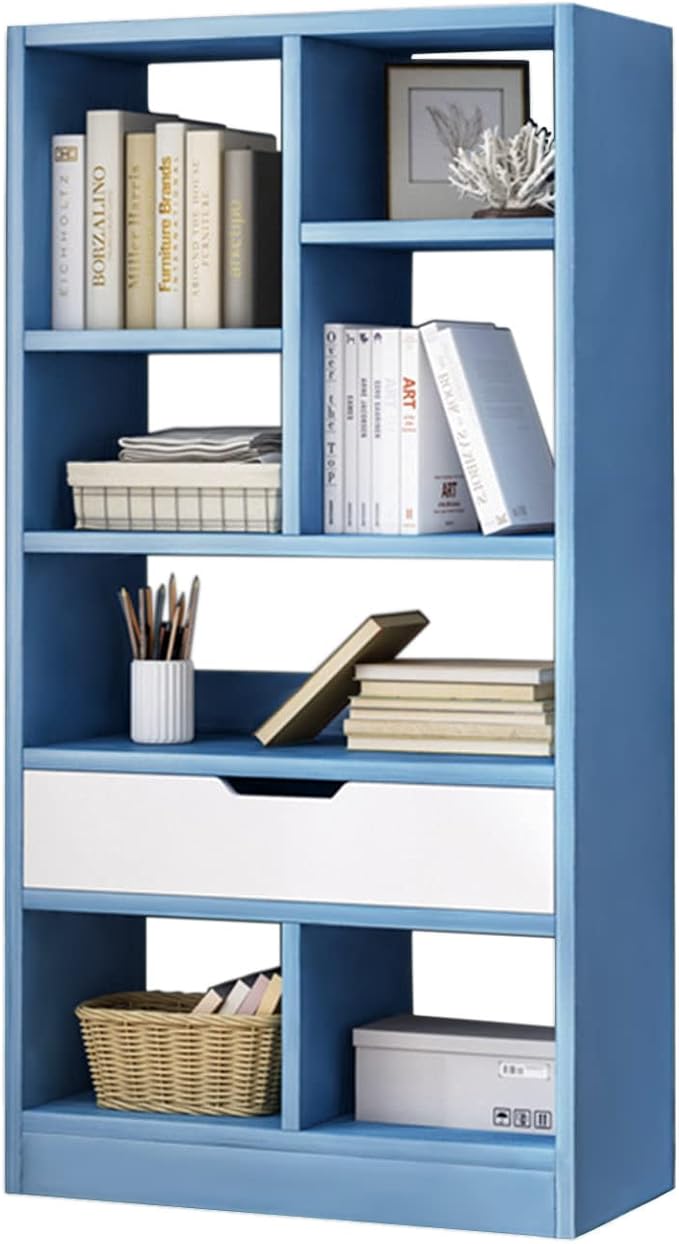 IOTXY Wooden Open Shelf Bookcase - 51" Height Freestanding Display Stora...